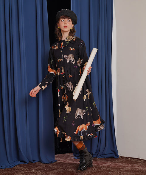 Forest Animal Printed Dress